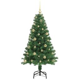 Berkfield Home Green Artificial Christmas Tree with 150 LEDs with Stand Green 150 cm - thumbnail 4