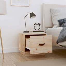 Berkfield Home Bedside Cabinet 40x34x35 cm Solid Wood Pine in Brown - Size: 40 x 34 x 35 cm - thumbnail 3
