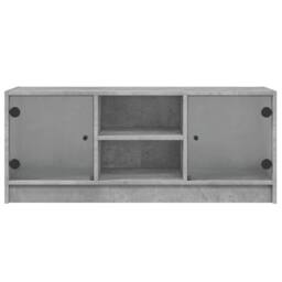 Berkfield Home TV Cabinet with Glass Doors Concrete Grey 102x37x42 cm - Size: 102 x 37 x 42 cm - thumbnail 6