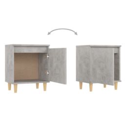 Berkfield Home Bed Cabinet with Solid Wood Legs Concrete Grey 40x30x50 cm - Size: 40 x 30 x 50 cm - thumbnail 5