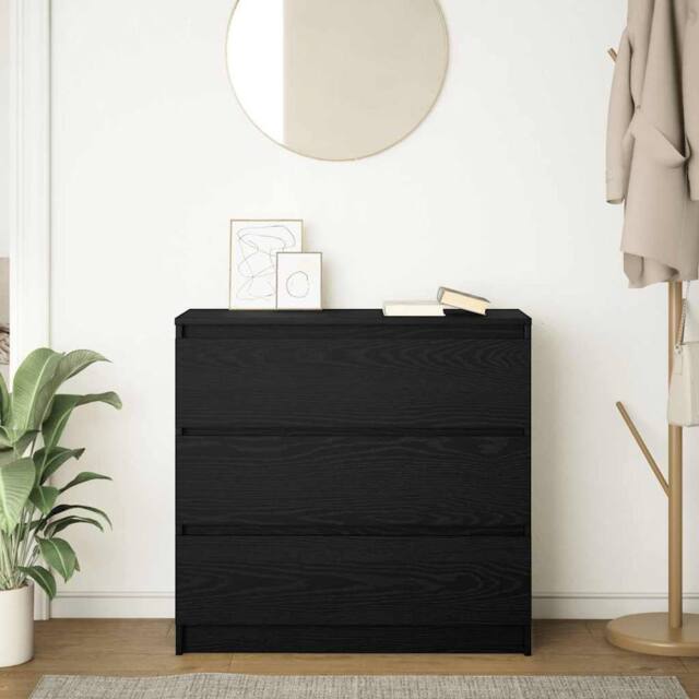 Berkfield Home Sideboard Black Oak 80x35x76 cm Engineered Wood - Size: 80 x 35 x 76 cm - image 1