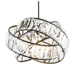 Happy Homewares Modern Three Ring Pendant Shade with Transparent Acrylic Prisms in Black - thumbnail 2