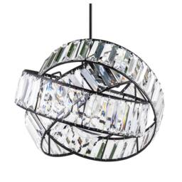 Happy Homewares Modern Three Ring Pendant Shade with Transparent Acrylic Prisms in Black - thumbnail 3