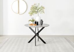 FurnitureboxUK Novara 100cm Round 4-Seater Dining Table With Black Metal Legs in Grey - thumbnail 2