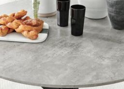FurnitureboxUK Novara 100cm Round 4-Seater Dining Table With Black Metal Legs in Grey - thumbnail 4