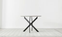 FurnitureboxUK Novara 100cm Round 4-Seater Dining Table With Black Metal Legs in Grey - thumbnail 7