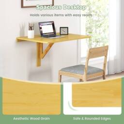 VOGREX Space Saving Foldable Wall Mount Laptop Desk in Natural - thumbnail 4