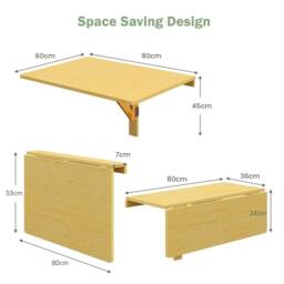 VOGREX Space Saving Foldable Wall Mount Laptop Desk in Natural - thumbnail 2