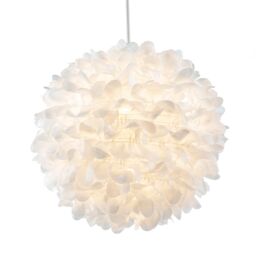 Happy Homewares Chic Designer 30cm Pendant Light Shade with White Fabric Folded Petals - thumbnail 1