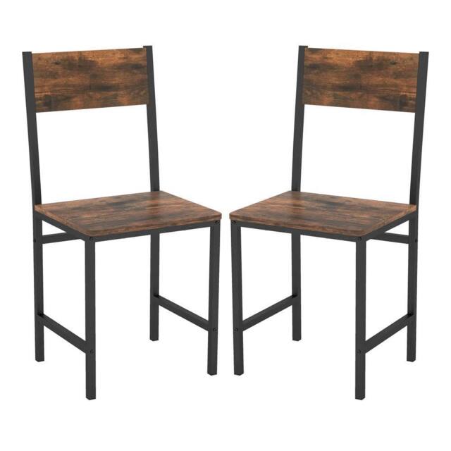 Gymax 2 Pack Dinner Chairs Industrial Kitchen Side Chairs Set With Wide Seat in Brown - image 1