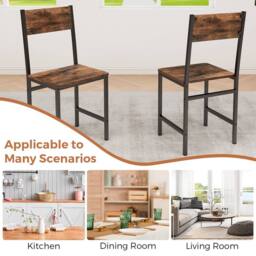 Gymax 2 Pack Dinner Chairs Industrial Kitchen Side Chairs Set With Wide Seat in Brown - thumbnail 3