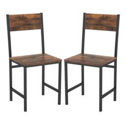 Gymax 2 Pack Dinner Chairs Industrial Kitchen Side Chairs Set With Wide Seat in Brown
