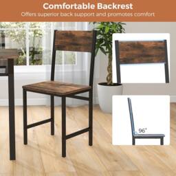 Gymax 2 Pack Dinner Chairs Industrial Kitchen Side Chairs Set With Wide Seat in Brown - thumbnail 5