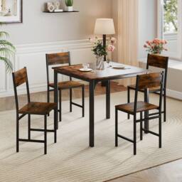 Gymax 2 Pack Dinner Chairs Industrial Kitchen Side Chairs Set With Wide Seat in Brown - thumbnail 9