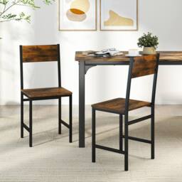 Gymax 2 Pack Dinner Chairs Industrial Kitchen Side Chairs Set With Wide Seat in Brown - thumbnail 7