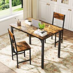 Gymax 2 Pack Dinner Chairs Industrial Kitchen Side Chairs Set With Wide Seat in Brown - thumbnail 8