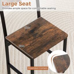 Gymax 2 Pack Dinner Chairs Industrial Kitchen Side Chairs Set With Wide Seat in Brown - thumbnail 4