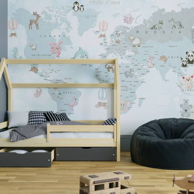 Superfresco Easy Whole Wide World Grey Print To Order 3m x 2.8m Mural - image 1