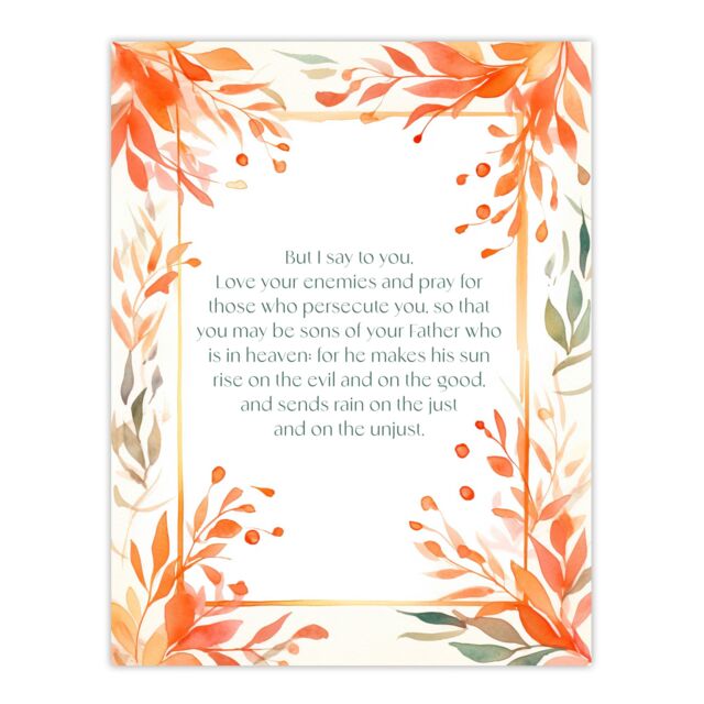 "Artery8 Wall Art Print Love Your Enemies Orange Sermon on the Mount Jesus Bible Poster - Size: W24"" x H32""" - image 1