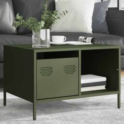 Berkfield Home Coffee Table Olive Green 68.5x50x43.5 cm Cold-rolled Steel - thumbnail 4