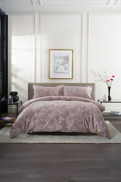 The Lyndon Company Crushed Velvet Chatsworth Printed Duvet Cover Set - Deyongs 1846 in Pink - Size: King - image 1