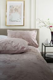 The Lyndon Company Crushed Velvet Chatsworth Printed Duvet Cover Set - Deyongs 1846 in Pink - Size: King - thumbnail 5