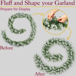Christow Christmas Garland Flocked Snowy Artificial Pine Decoration 180cm (S) or 270cm (L) in Green - Size: Small - thumbnail 6
