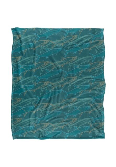 JQ Licensing Jl-Jp Tarpon Mosaic Fishing Pattern Silky Touch Super Soft Throw Blanket 152 X 127 cm in White - image 1