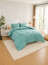 Dyzi 10.5 Tog Supersoft Microfibre Duvet - Coverless or Covered Set in Green - Size: Single - thumbnail 3