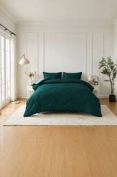 Dyzi 10.5 Tog Supersoft Microfibre Duvet - Coverless or Covered Set in Green - Size: Single - thumbnail 1