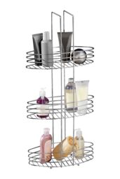 Orsina 3 Tier Bathroom Organiser, Bathroom Cupboard Organiser, Vertical Bathroom Caddy With Grille Base Shelves in Silver - thumbnail 2