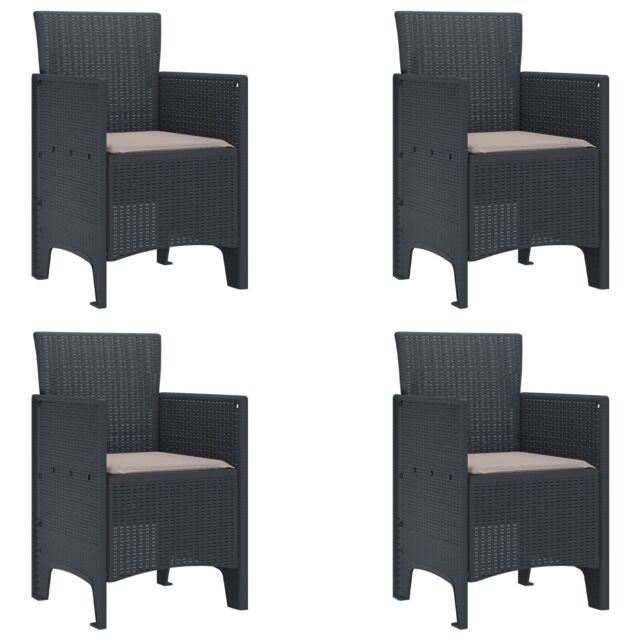 Berkfield Home Garden Chair Set of 4 Anthracite, Taupe Polypropylene Resin - image 1
