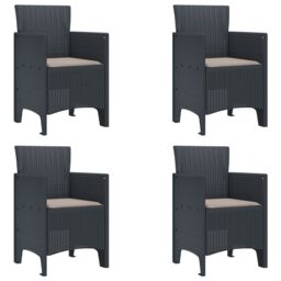 Berkfield Home Garden Chair Set of 4 Anthracite, Taupe Polypropylene Resin - thumbnail 1