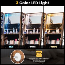 Costway Jewelry Cabinet Armoire w/ Full-Length Frameless Mirror & Built-in Makeup Mirror in Brown - thumbnail 6