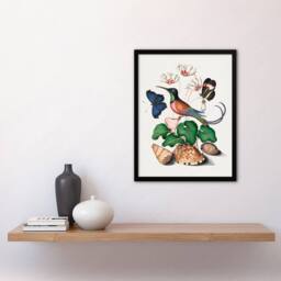 Artery8 Hummingbird Cyclamen Butterflies Seashells Bolton Framed Wall Art - Size: A4 - thumbnail 2