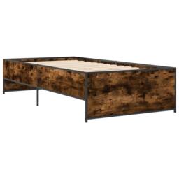 Berkfield Home Durable Bed Frame without Mattress Smoked Oak 75x190 cm Small Single in Brown - thumbnail 1