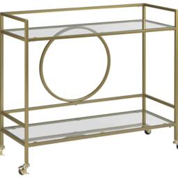Wyld and Coco Gold Kitchen Trolley with Tempered Glass Shelves 75 x 45 cm - thumbnail 2