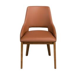 Angel Cerda Brown Leatherette Dining Chair with Walnut Legs - thumbnail 2