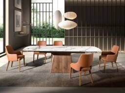 Angel Cerda Brown Leatherette Dining Chair with Walnut Legs - thumbnail 4