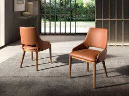 Angel Cerda Brown Leatherette Dining Chair with Walnut Legs - thumbnail 3