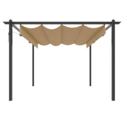 Berkfield Home Garden Gazebo with Retractable Roof 4x3 m Taupe in Beige - thumbnail 3