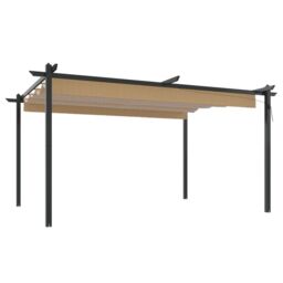 Berkfield Home Garden Gazebo with Retractable Roof 4x3 m Taupe in Beige - thumbnail 2