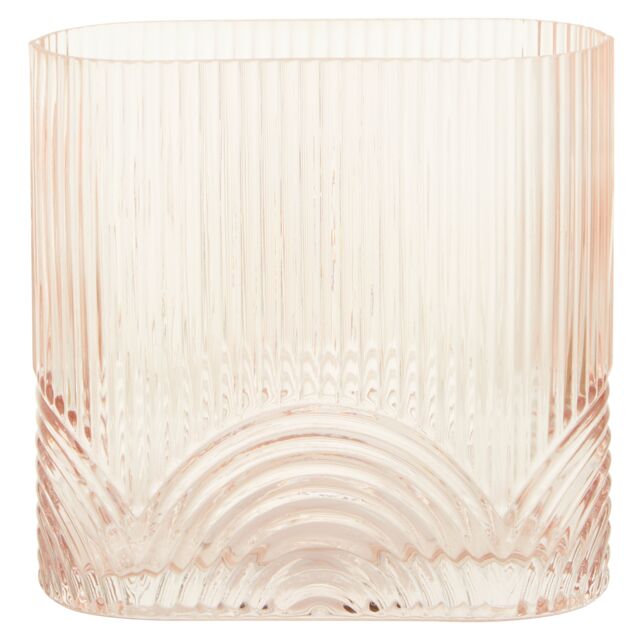 Orsina Large Glass Vase, Textured Glass Flower Vase, Embossed Detailing Modern Vase for living rooms in Pink - image 1