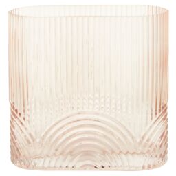 Orsina Large Glass Vase, Textured Glass Flower Vase, Embossed Detailing Modern Vase for living rooms in Pink - thumbnail 1