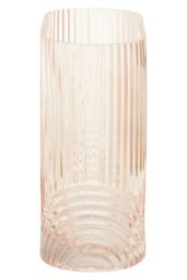 Orsina Large Glass Vase, Textured Glass Flower Vase, Embossed Detailing Modern Vase for living rooms in Pink - thumbnail 4