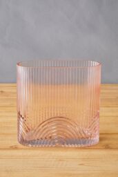 Orsina Large Glass Vase, Textured Glass Flower Vase, Embossed Detailing Modern Vase for living rooms in Pink - thumbnail 2