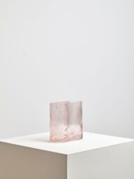 Orsina Large Glass Vase, Textured Glass Flower Vase, Embossed Detailing Modern Vase for living rooms in Pink - thumbnail 5