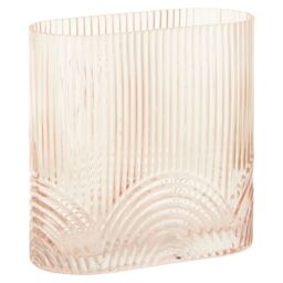 Orsina Large Glass Vase, Textured Glass Flower Vase, Embossed Detailing Modern Vase for living rooms in Pink - thumbnail 3