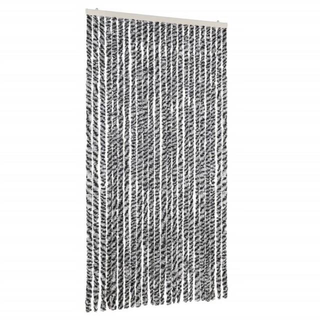 Berkfield Home Fly Curtain Grey & Black & White 100x200 cm Chenille - image 1