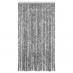 Berkfield Home Fly Curtain Grey & Black & White 100x200 cm Chenille - thumbnail 3
